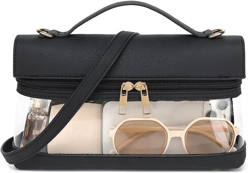 LOXOMU Clear Bag for Stadium Events, Vegan Leather Clear Crossbody Bag for Women, Clear Stadium Purse for Concerts in Saudi Arabia