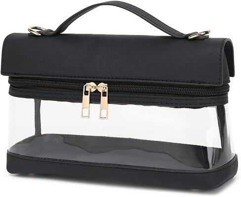 LOXOMU Clear Bag for Stadium Events, Vegan Leather Clear Crossbody Bag for Women, Clear Stadium Purse for Concerts in Saudi Arabia