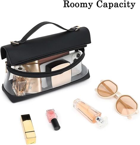 LOXOMU Clear Bag for Stadium Events, Vegan Leather Clear Crossbody Bag for Women, Clear Stadium Purse for Concerts in Saudi Arabia
