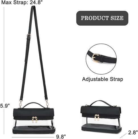 LOXOMU Clear Bag for Stadium Events, Vegan Leather Clear Crossbody Bag for Women, Clear Stadium Purse for Concerts in Saudi Arabia