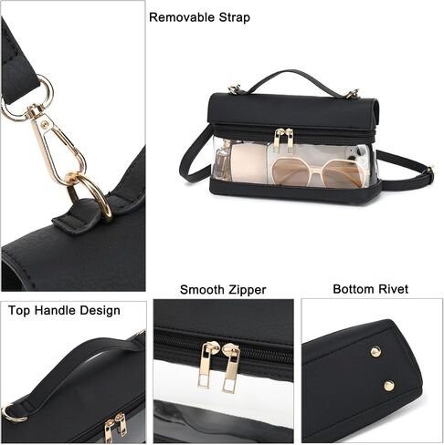 LOXOMU Clear Bag for Stadium Events, Vegan Leather Clear Crossbody Bag for Women, Clear Stadium Purse for Concerts in Saudi Arabia