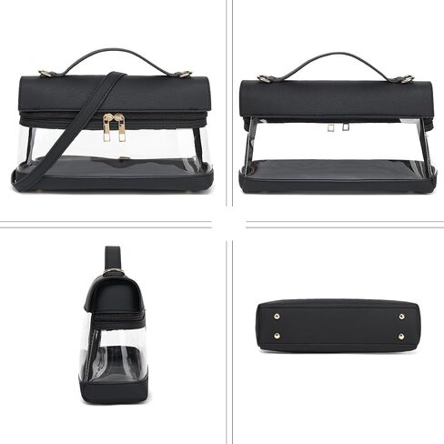 LOXOMU Clear Bag for Stadium Events, Vegan Leather Clear Crossbody Bag for Women, Clear Stadium Purse for Concerts in Saudi Arabia