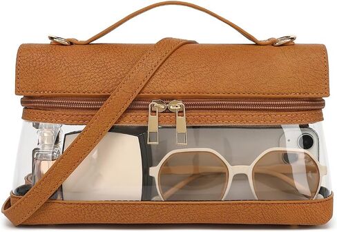 LOXOMU Clear Bag for Stadium Events, Vegan Leather Clear Crossbody Bag for Women, Clear Stadium Purse for Concerts in Saudi Arabia