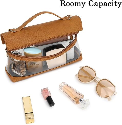 LOXOMU Clear Bag for Stadium Events, Vegan Leather Clear Crossbody Bag for Women, Clear Stadium Purse for Concerts in Saudi Arabia