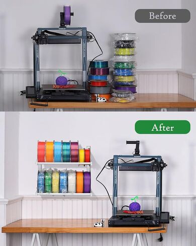 Wall Mount Filament Storage Rack- Wall Mount 3D Printer Filament Storage Rack 2 Tier Filament Spool Holders Racks, Heavy Duty Metal Shelf for PLA/ABS/TPU, Filaments Organzied (Black) in Kuwait