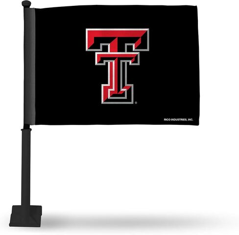 علم سيارة Rico Industries NCAA Texas Tech Red Raiders ذو القطب الأسود مع علم سيارة مزدوج الجوانب - 40.64 سم × 48.26 سم - عمود قوي يتم تثبيته على السيارة/الشاحنة/السيارات in Saudi Arabia