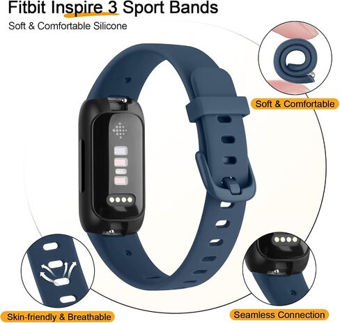 Vancle 4 Pack Bands Compatible with Fitbit Inspire 3 Bands for Women Men, Sport Silicone Adjustable Replacement Straps for Fitbit Inspire 3 Fitness Tracke in Saudi Arabia