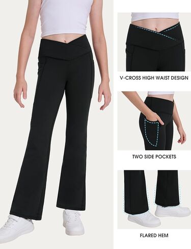 بنطال ضيق مبطن بالصوف للفتيات من Desol مع جيوب متقاطعة وخصر عالٍ للرقص واليوجا لفصل الشتاء in Kuwait