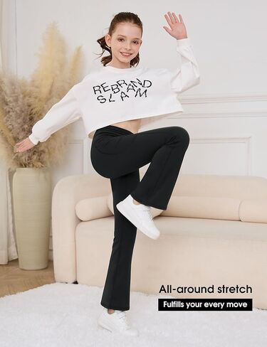 بنطال ضيق مبطن بالصوف للفتيات من Desol مع جيوب متقاطعة وخصر عالٍ للرقص واليوجا لفصل الشتاء in Kuwait