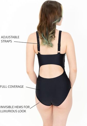 Women's Black One-Piece Swimsuit, Square Neck in Saudi Arabia