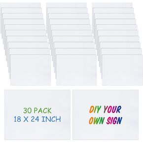 Pangda 30 Pack Corrugated Plastic Boards Bulk, 18 x 24" Blank Yard Signs Corrugated Plastic Sign 3/19'' Thick Yard Sale Signs for Outdoor Lawn Sign Road, Arrow, Real Estate Garage Sale Signs