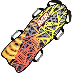 RYDR 45 Inch Snow Mat - Roll Up Snow sled - 2 Rider - Dual Grip Handles - Easy Storage - Kids Downhill Toboggan Winter Sleds Plastic Sledding for Children (Geometric)