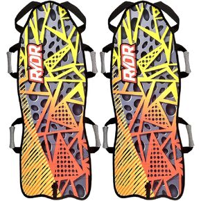 RYDR 45 Inch Snow Mat - Roll Up Snow sled - 2 Rider - Dual Grip Handles - Easy Storage - Kids Downhill Toboggan Winter Sleds Plastic Sledding for Children (Geometric)
