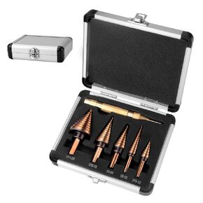 XDENDP Step Drill Bit, 5PCS Step Drill Bit for Metal, HSS Titanium High Speed Steel Step Bit, Step Bits for Metal, Total 50 Sizes with Storage Case, for DIY Lovers Drilling Metal Wood Aluminum Plastic