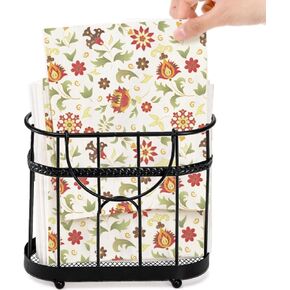 Black Metal Napkin Holder Caddy, Vintage Napkin Holder for Table with Handle, Upright Paper Napkin Holders for Kitchen, Bathroom, Restaurant and Bar Accessories, Farmhouse Decor