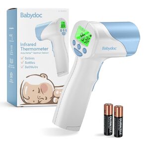 Babydoc Medical Grade Baby Thermometer for Kids, AccuTemp German Sensor, 3-in-1 Safe Non-Contact Infrared Forehead Thermometer, Object Mode for Milk or Bathwater, Infants, Children, Toddlers, Adults