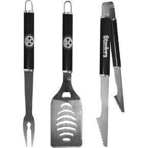 Siskiyou Sports NFL Pittsburgh Steelers 3 pc Steel BBQ Set in Black, One Size