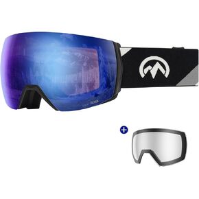 OutdoorMaster Ultra Ski Goggles Lens by ZEISS, OTG Snowboard Goggles Anti-fog Wide View, Interchangeable Lens, Snow Goggles