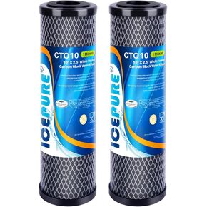 ICEPURE 1 Micron 2.5" x 10" Whole House CTO Carbon Sediment Water Filter Cartridge Compatible with DuPont WFPFC8002, WFPFC9001, SCWH-5, WHCF-WHWC, WHCF-WHWC, FXWTC, CBC-10, RO Unit, Pack of 4