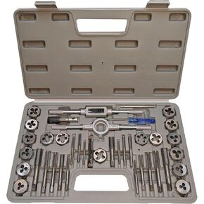 40pcs Metric Tap and Die Set,M3, M4, M5, M6, M7, M8, M10, M12 Tap Set and Die Set,Metric Standard Rethreading Tool Kit,Essential Threading Tool Kit with Complete Handles AMUIDEASY