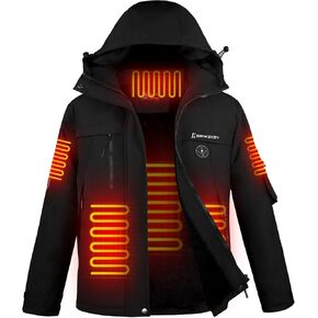 Heated Jacket for Men with Fleece Lining 12000mAh Battery Pack Windproof Waterproof Mens Heated Coat Skiing Hunting