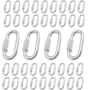 UOIENRT 30Pcs M8 Quick-Connect Heavy-Duty Carabiner Clip, Large Chain Link Connector with 1200lbs Capacity for Quickly Linking Locking Carabiner Chains Porch Swings