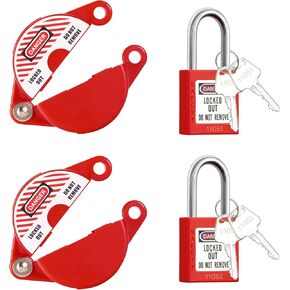 2 Sets Gate Valve Lockout and Safety Padlocks, Outdoor Faucet Lock Water Spigot Lock Propane Tank Valve Lockout Device for 1 to 2-1/2 in Dia Valve Handles, Prevent Water Theft, Unauthorized Water Use