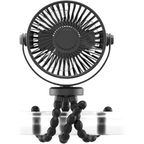 Clip on Fan for Exercise Bike/Treadmill, 360 Degree Rotatable Rechargeable Battery Operated Portable Fan for Treadmill Stationary Bike Exercise Machine（Matte Black）