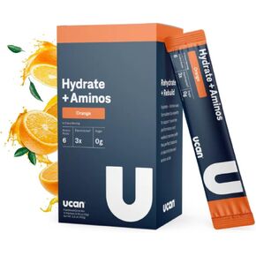 UCAN Hydrate + Aminos, Orange 20 Serving Bag, Keto, Sugar-Free Electrolyte + Muscle Recovery, Essential Electrolytes + EAAs & BCAAs, Non-GMO, Vegan, for Runners, Gym-Goers, Performance Athletes