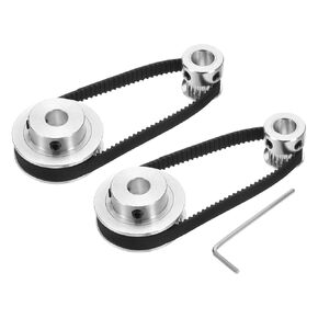 uxcell 2 Set GT-2 Synchronous Wheel 20&48 Teeth 8mm Bore, Aluminum Alloy Timing Pulley Wheel with 2Pcs Length 200mm Width 6mm Belt for 3D Printer, CNC Machine (20-48T-8B-6)