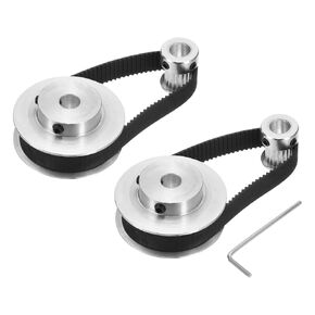 uxcell 2 Set GT-2 Synchronous Wheel 20&60 Teeth 8mm Bore, Aluminum Alloy Timing Pulley Wheel with 2Pcs Length 200mm Width 10mm Belt for 3D Printer, CNC Machine (20-60T-8B-10)