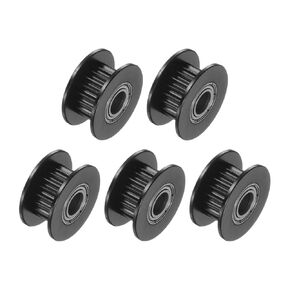 5Pcs 2GT Idler Pulleys - [5mm Bore x 18mm Outer Diameter]Synchronous Wheel 20 Teeth for 6mm Width Belt 3D Printer CNC Mechanical Drive Use, Aluminium Alloy, Black