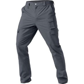 Men's Cargo Work Pants Water Resistant Tactical Pants 31" Lightweight Hiking Ripstop Pants Outdoor Apparel Grey 36
