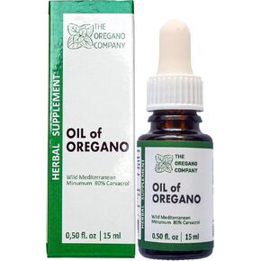 THE OREGANO COMPANY- Oil of Oregano 0.50 fl. oz 15 ml Liquid, Drops, Vegan,Vegetarian, Aceite De Oregano, Edible Food Grade Supplements,High Natural Carvacrol Potency,Wild Oregano Oil Extract Tincture