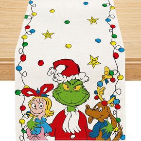 Christmas Table Runner, Xmas Runner for Table Funny Christmas Decorations for Home Seasonal Winter Holiday Table Decorations Indoor Outdoor Party Decorations (13'' x 72'')