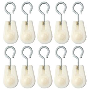 10pcs Plastic Single Sheave Lifting Rope Pulley, Small Pulleys for Ground Aquaculture Water Lines, Nylon Iron Hooks, Greenhouse Air Vents