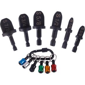 6pcs HVAC Copper Pipe Swaging Tool HVAC Copper Pipe Expander Tool with Push to Unlock 6pcs Bit Holder Key Chain