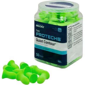 Flents Protechs Foam Ear Plugs, Contoured for Comfort, Ideal for Work with Loud Noise, Heavy Machinery, Construction, Studying & Traveling, NRR 32, Beige, Easy to Use, Made in The USA, 50 Pair
