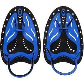 Bnineteenteam 1 Pair Swimming Hand Fins,Comfort Paddles Webbed Gloves Swimming Training Aid for Men Women Children (L-Blue)