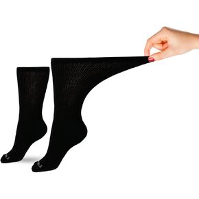 Women's Ultra-Soft Upper Calf Diabetic Socks, (Black, 10-13, 2 Pair) Seamless, Moisture-Wicking, Breathable - Neuropathy, Edema & Circulation Support