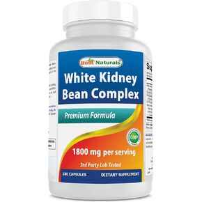 Best Naturals White Kidney Bean Complex 1800 mg Per Serving- 180 Capsules. Non-GMO, and Gluten Free