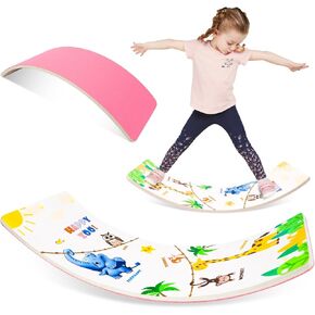Balance Board for Kids Adult, 35inch Wobble Balance Board Balance Trainer With Anti-slip Felt Pads Animal Prints Suitable for Home Office, Teeter Popper Rocker Board Open Ended Toys