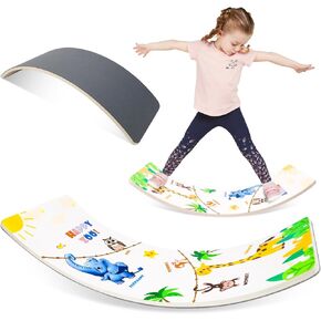 Balance Board for Kids Adult, 35inch Wobble Balance Board Balance Trainer With Anti-slip Felt Pads Animal Prints Suitable for Home Office, Teeter Popper Rocker Board Open Ended Toys