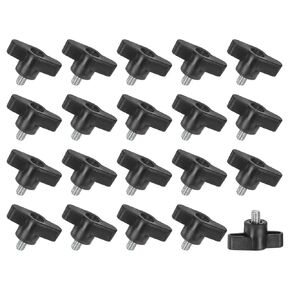 20-Pack Thumb Screws, M6x30mm Tee Wing Knobs, Carbon Steel T Handle Clamping Screw Knob for Woodworking/Machinery/Equipment, Metric Thread Thumbscrew [Black]