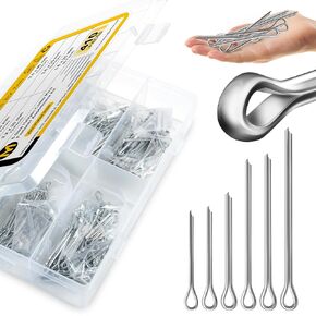 410Pcs Cotter Pin Assortment Kit, 6-Size Heavy Duty Metal Cotter Pins, Hardware Pins Cotter Pin Set for Trucks, Hitch Pin Lock System, Machinery, Lawn Mowers, Hitch Clips & Pins by Mywish
