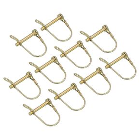 uxcell 4Pcs Shaft Locking Pin w Ear, 1/4" x 2" Trailer Coupler Pin, Round Pto Pin for Boat Kayak Canoe Trailer Tractor Trolley, Gold