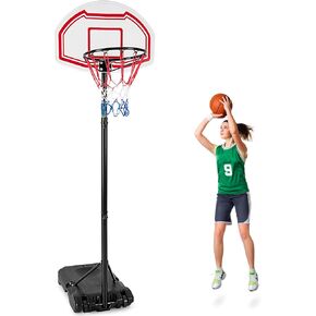 Goplus Portable Basketball Hoop, 6.4-8.7 FT Height Adjustable Basketball System with 2 Nets, Fillable Base, 2 Built-in Wheels, 29" Backboard & 16" Rim, All Weather Basketball Stand for Outdoor Use