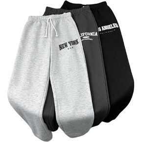 WDIRARA Boy's 3 Pack Letter Graphic Print Fleece Sweatpants Drawstring Waist Joggers Active Athletic Pants