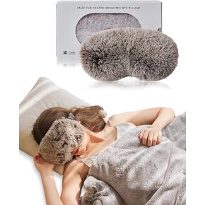 ZonLi Sleep Mask, Weighted Eye Mask for Sleeping, Faux Fur Eye Pillow with Hot/Cold Pack, Skin-Friendly Inner for Sleep and Travel, Night Blindfold for Men and Women,Brown