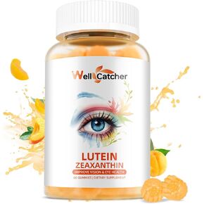 Lutein & Zeaxanthin Gummies - Eye Vitamin Lutein Gummies 25MG Sugar Free Eye Health Supplement for Adults Kids Eye Vision Clarity Dry Eye Relief Blue Light Support Yellow Peach Flavor 60 Counts